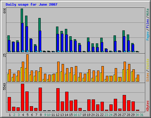 Daily usage for June 2007