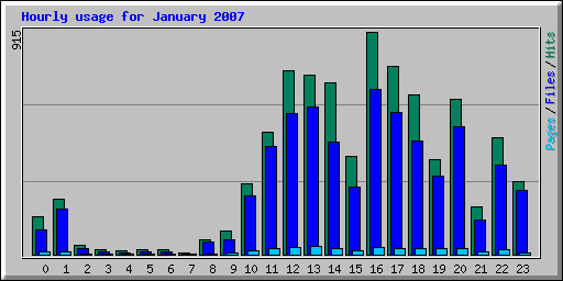 Hourly usage for January 2007
