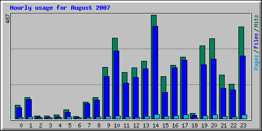 Hourly usage for August 2007