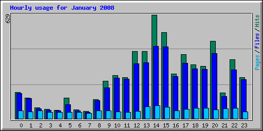 Hourly usage for January 2008