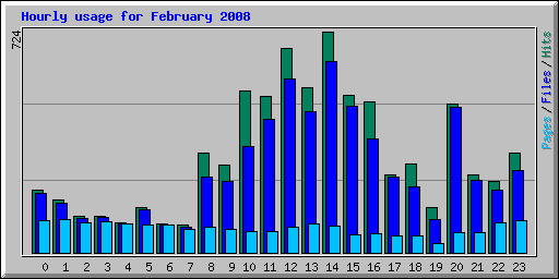 Hourly usage for February 2008