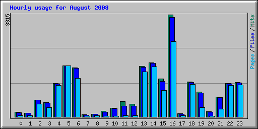 Hourly usage for August 2008